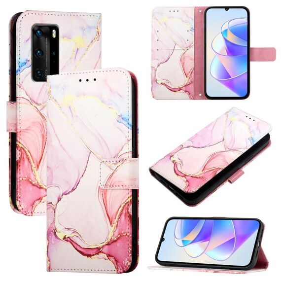 Per Huawei P40 Pro PT003 Custodia in pelle con motivo in marmo (LS005 Oro rosa)