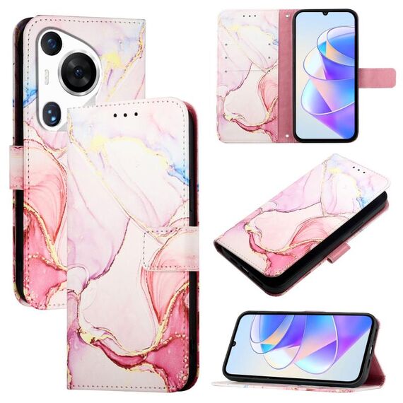 Per Huawei Pura 70 Pro / 70 Pro+ PT003 Custodia in pelle con motivo marmorizzato (LS005 Oro rosa)