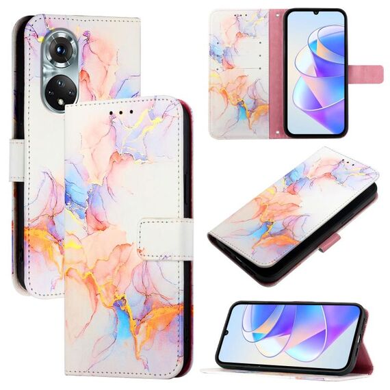 Per Huawei nova 9 PT003 Custodia in pelle con motivo marmo (LS004 Marmo Bianco)