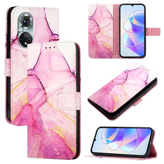 Per Huawei nova 9 PT003 Custodia in pelle con motivo marmo (LS001 Rosa Viola Oro)