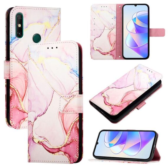 Per Huawei Enjoy 20 SE / Y7a / P smart 2021 PT003 Custodia in pelle con motivo marmorizzato (LS005 oro rosa)