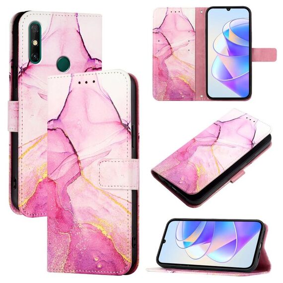 Per Huawei Enjoy 20 SE / Y7a / P smart 2021 PT003 Custodia in pelle con motivo marmorizzato (LS001 Rosa Viola Oro)