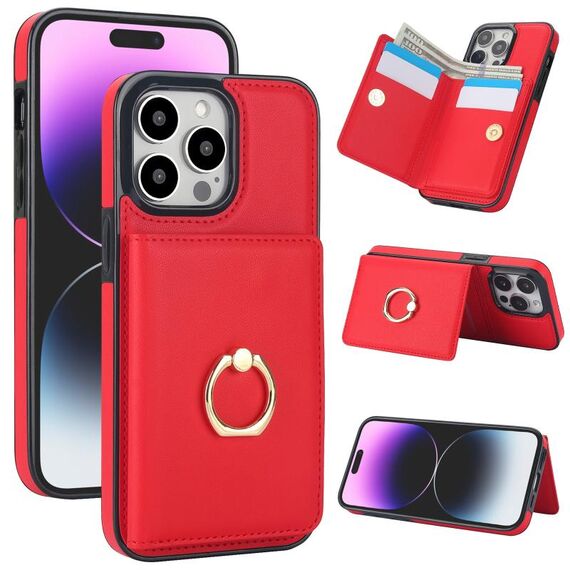 Per iPhone 14 Pro Custodia per telefono con porta carte antifurto RFID (rossa)