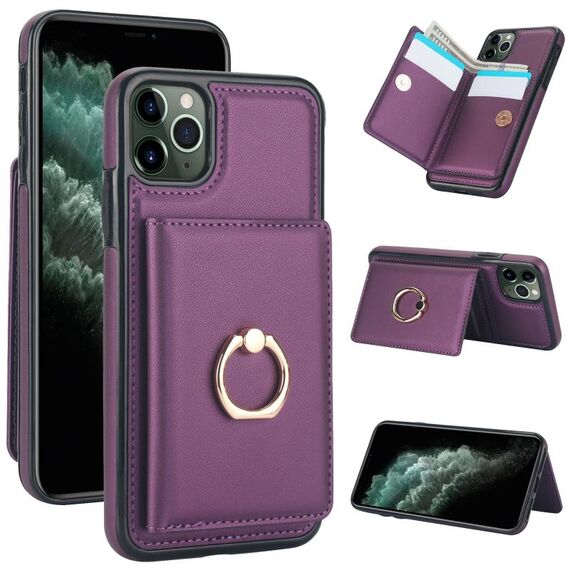 Custodia per telefono con porta carte antifurto RFID per iPhone 11 Pro (viola scuro)