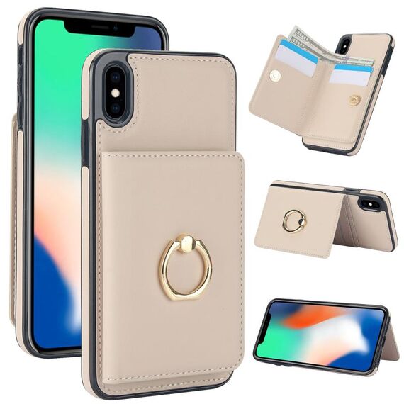 Per iPhone XR Custodia per telefono con porta carte antifurto RFID (bianca)