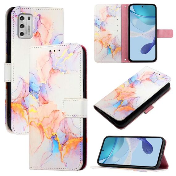Per Motorola Moto G Stylus 2021 4G PT003 Custodia in pelle con motivo marmorizzato (Galaxy Marble White)