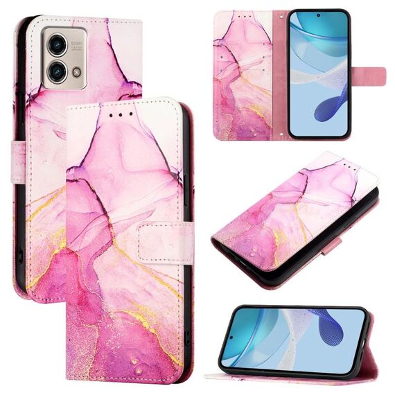 Per Motorola Moto G Stylus 2023 4G PT003 Custodia in pelle con motivo in marmo (rosa, viola, oro)
