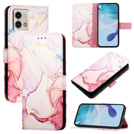 Per Motorola Moto G Stylus 2023 4G PT003 Custodia in pelle con motivo marmorizzato (oro rosa)
