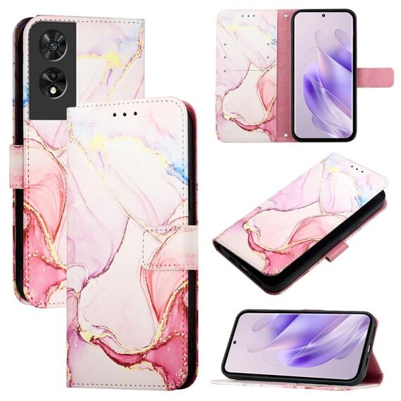 Per TCL 505 PT003 Custodia per cellulare in pelle con motivo marmorizzato (oro rosa)