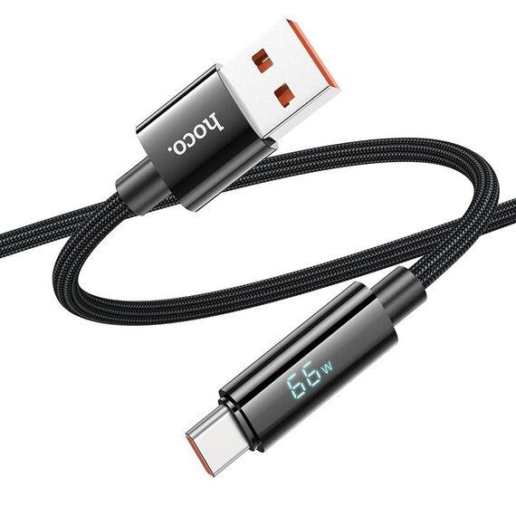 hoco U125 Benefit Cavo dati di ricarica rapida da USB a Type-C da 1,2 m 5A con display (nero)