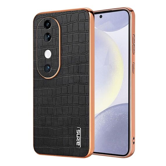 Per vivo S19 AZNS Custodia per telefono a copertura totale con cornice elettrolitica in coccodrillo (Nero)