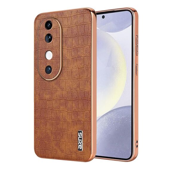 Custodia per telefono a copertura totale con cornice elettrolitica per vivo S19 AZNS (marrone)