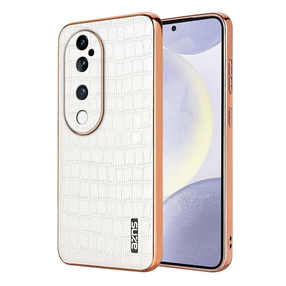 Per vivo S19 Pro AZNS Custodia per telefono a copertura totale con cornice elettrolitica in coccodrillo (bianco)