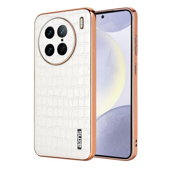 Per vivo X90 Pro AZNS Custodia per telefono a copertura totale con cornice elettrolitica in coccodrillo (Bianco)