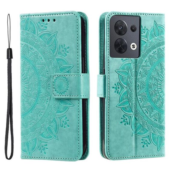 Custodia per telefono in pelle goffrata a fiori Ultra Totem per Motorola Edge 50 con cordino (verde)