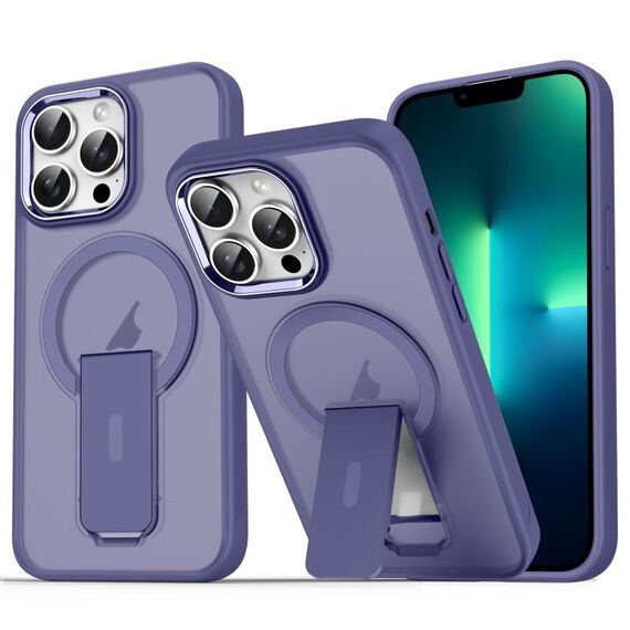 Per iPhone 13 Pro Custodia per telefono con supporto MagSafe in acrilico + TPU (viola notte scura)