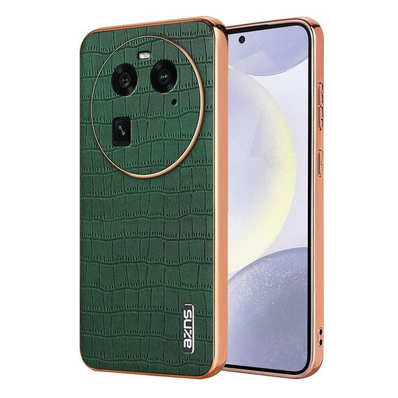 Per OPPO Find X6 AZNS Custodia per telefono a copertura totale con cornice elettrolitica in coccodrillo (verde)