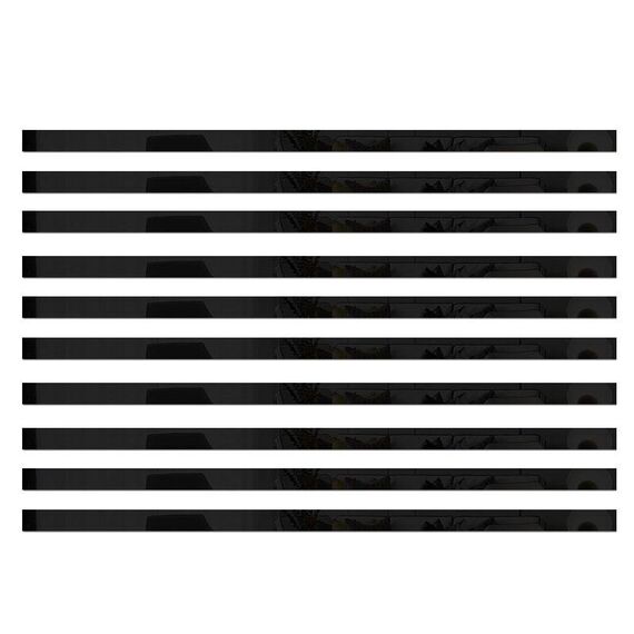 10 pezzi 2x100 cm adesivi murali specchio 3D bellissimo bordo striscia decorativa soggiorno TV sfondo decorativo autoadesivo linea di cintura cucito (nero)