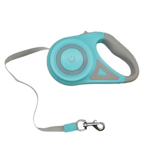 Guinzaglio retrattile automatico per cani da compagnia luminoso a LED, colore: verde 5 m