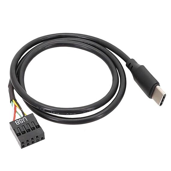Cavo dati dritto con doppia schermatura USB 9 pin per scheda madre da 50 cm a tipo C (nero)