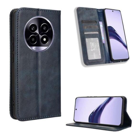 Custodia in pelle con texture retrò e fibbia magnetica per Realme 13 Pro 5G / 13 Pro+ 5G (blu)