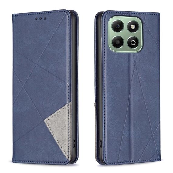 Custodia magnetica in pelle con texture a rombo per Honor X6b (blu)