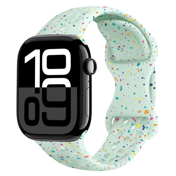 Per Apple Watch Series 10 46mm Hole Style Butterfly Buckle Camouflage Silicone Watch Band (verde menta chiaro)