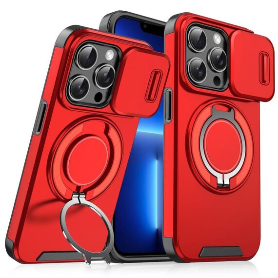 Custodia per telefono con supporto ad anello scorrevole Camshield per iPhone 13 Pro (rosso)