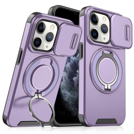 Custodia per telefono con supporto ad anello scorrevole Camshield per iPhone 11 Pro Max (viola)