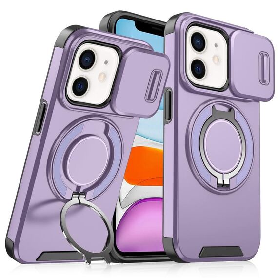 Custodia per telefono con supporto ad anello scorrevole Camshield per iPhone 11 (viola)