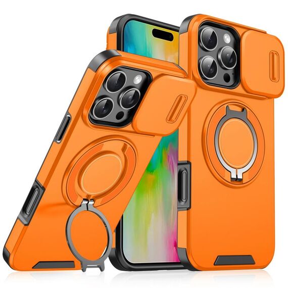 Custodia per telefono con supporto ad anello scorrevole Camshield per iPhone 16 Pro Max (arancione)