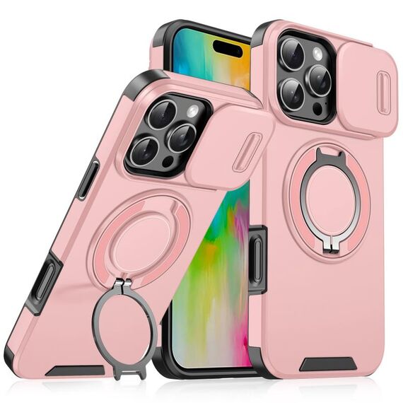 Custodia per telefono con supporto ad anello scorrevole Camshield per iPhone 16 Pro Max (rosa)