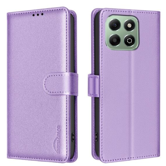 Custodia per telefono in pelle antifurto RFID Litchi Texture per Honor X6b (viola)