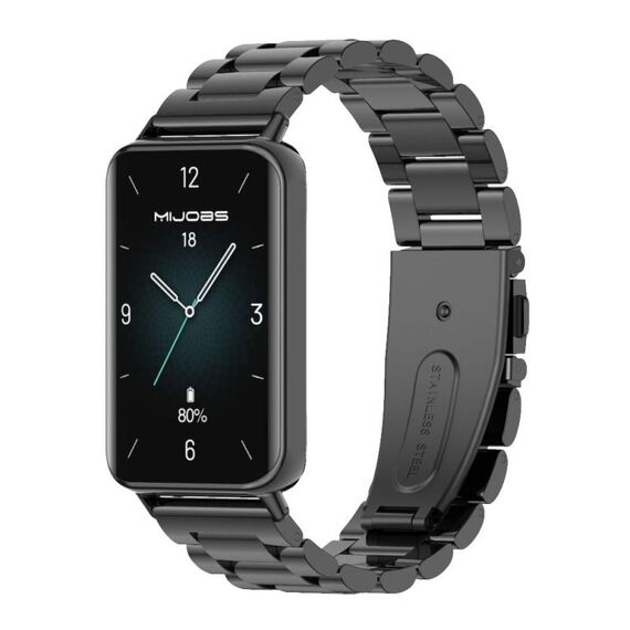 Per Honor Band 9 MIJOBS Cinturino per orologio in acciaio inossidabile a tre perle (nero)