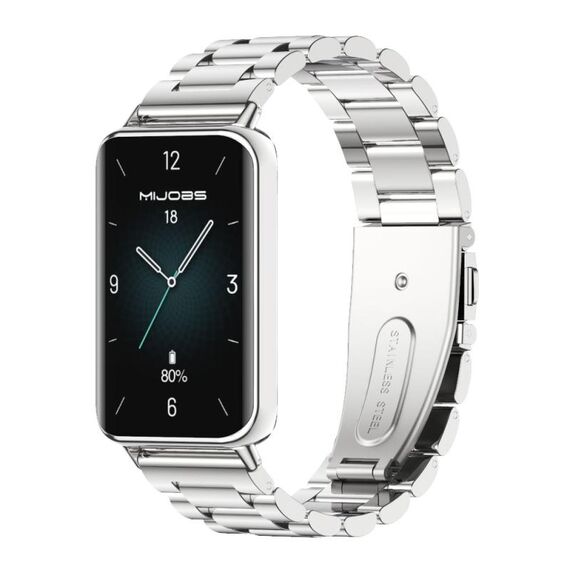 Per Honor Band 9 MIJOBS Cinturino per orologio in acciaio inossidabile a tre perle (argento)