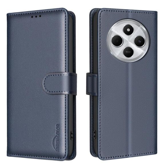 Per Redmi 14C 4G Custodia in pelle antifurto con texture Litchi RFID (blu)