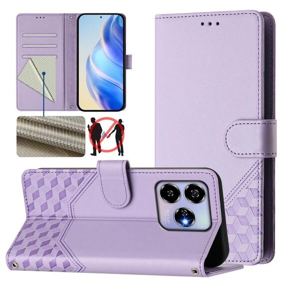 Per ZTE Blade V60 4G / Axon 60 4G Custodia per telefono in pelle con stampa a nido d'ape RFID (viola chiaro)