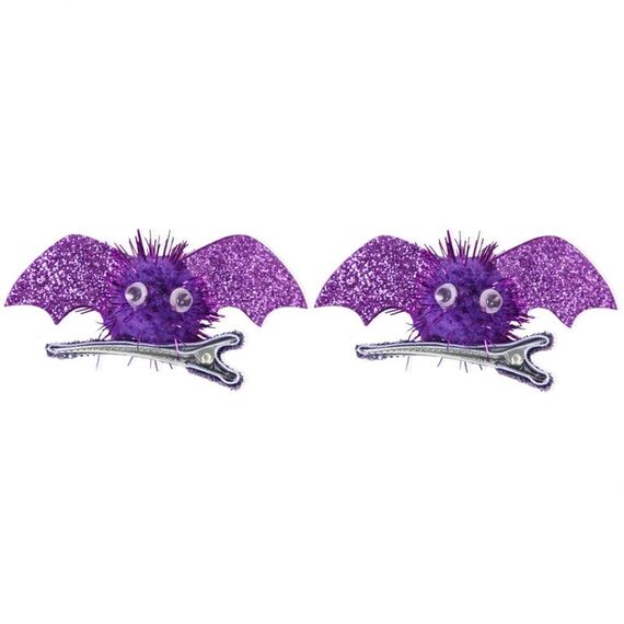 1 paio di forcine per capelli da pipistrello di Halloween per bambini (viola)