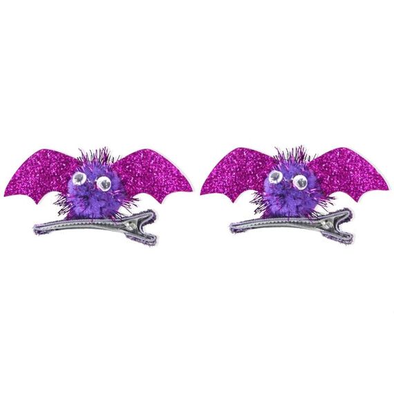 1 paio di forcine per capelli da pipistrello di Halloween per bambini (rosso rosa)