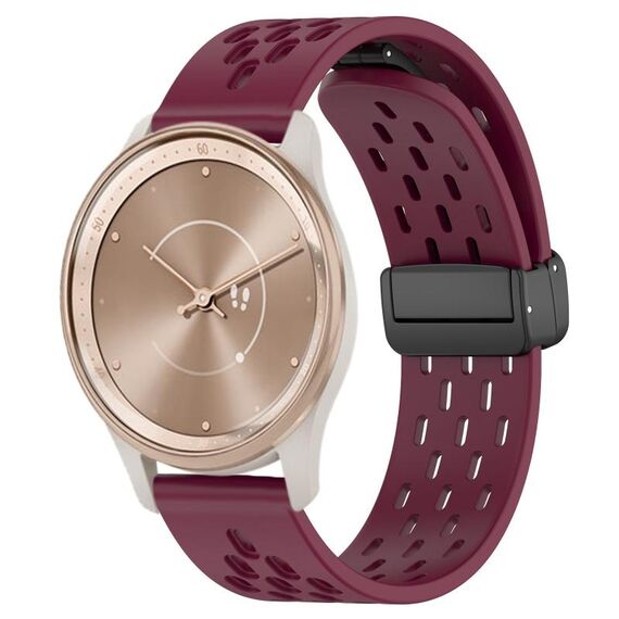 Per cinturino in silicone con chiusura magnetica pieghevole GarminMove Trend da 20 mm (vino rosso)