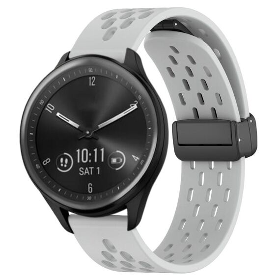 Per cinturino in silicone con chiusura magnetica pieghevole Garmin Vivomove Sport da 20 mm (grigio chiaro)