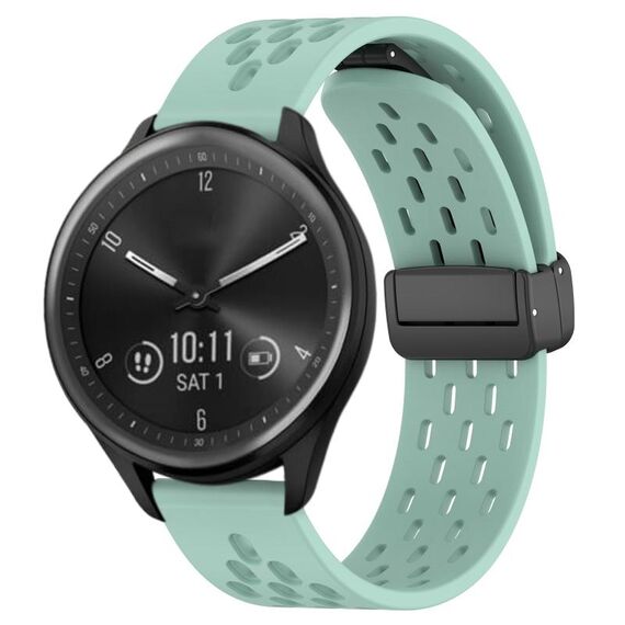 Per cinturino in silicone con chiusura magnetica pieghevole Garmin Vivomove Sport da 20 mm (verde acqua)