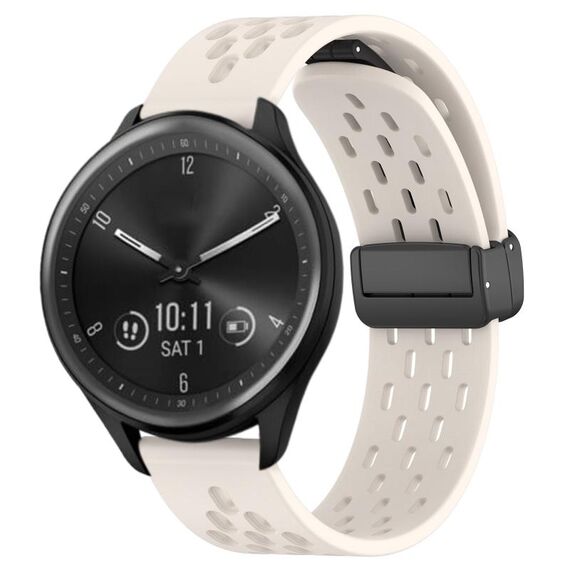 Per cinturino in silicone con chiusura magnetica pieghevole Garmin Vivomove Sport da 20 mm (colore Starlight)