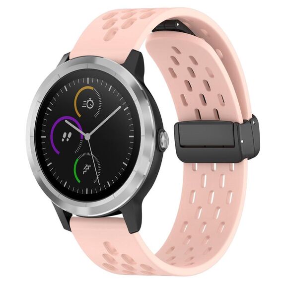 Per cinturino in silicone Garmin Vivoactive3 con chiusura magnetica pieghevole da 20 mm (rosa)
