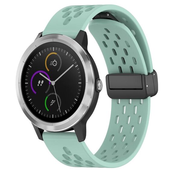 Per cinturino in silicone con chiusura magnetica pieghevole Garmin Vivoactive3 da 20 mm (verde acqua)