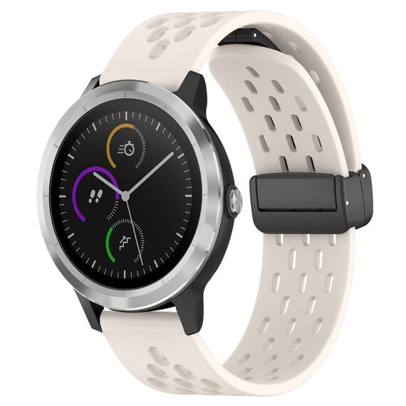 Per cinturino in silicone con chiusura magnetica pieghevole Garmin Vivoactive3 da 20 mm (colore Starlight)
