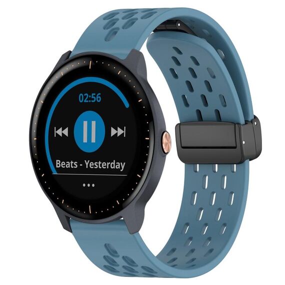 Per cinturino in silicone con chiusura magnetica pieghevole Garmin Vivoactive3 Music da 20 mm (blu)
