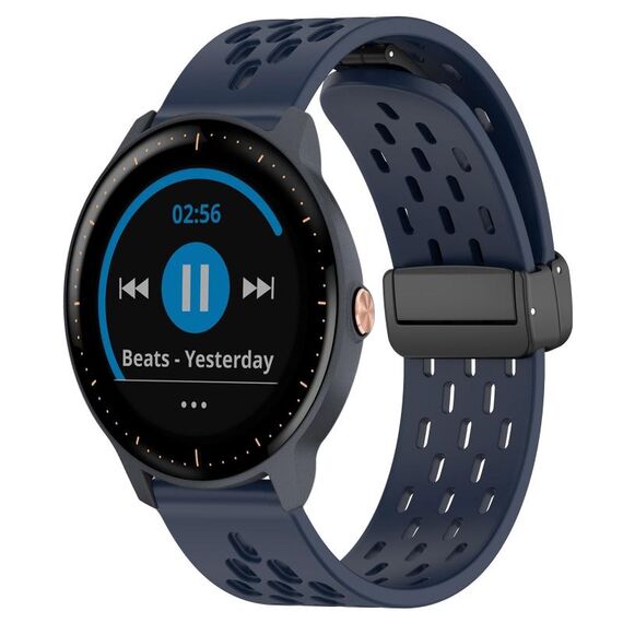 Per cinturino in silicone con chiusura magnetica pieghevole Garmin Vivoactive3 Music da 20 mm (blu notte)