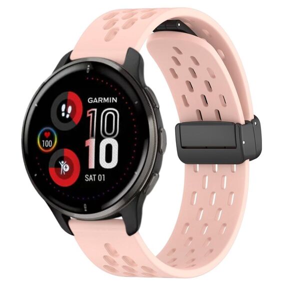 Per cinturino in silicone con chiusura magnetica pieghevole Garmin Venu 2 Plus da 20 mm (rosa)