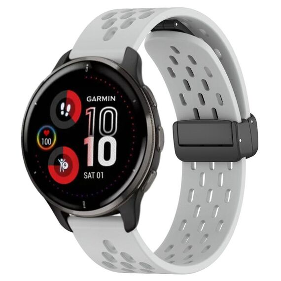 Per cinturino in silicone con chiusura magnetica pieghevole Garmin Venu 2 Plus da 20 mm (grigio chiaro)